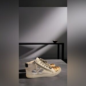 Dolce Vita Metallic Gold and Cream Sneakers